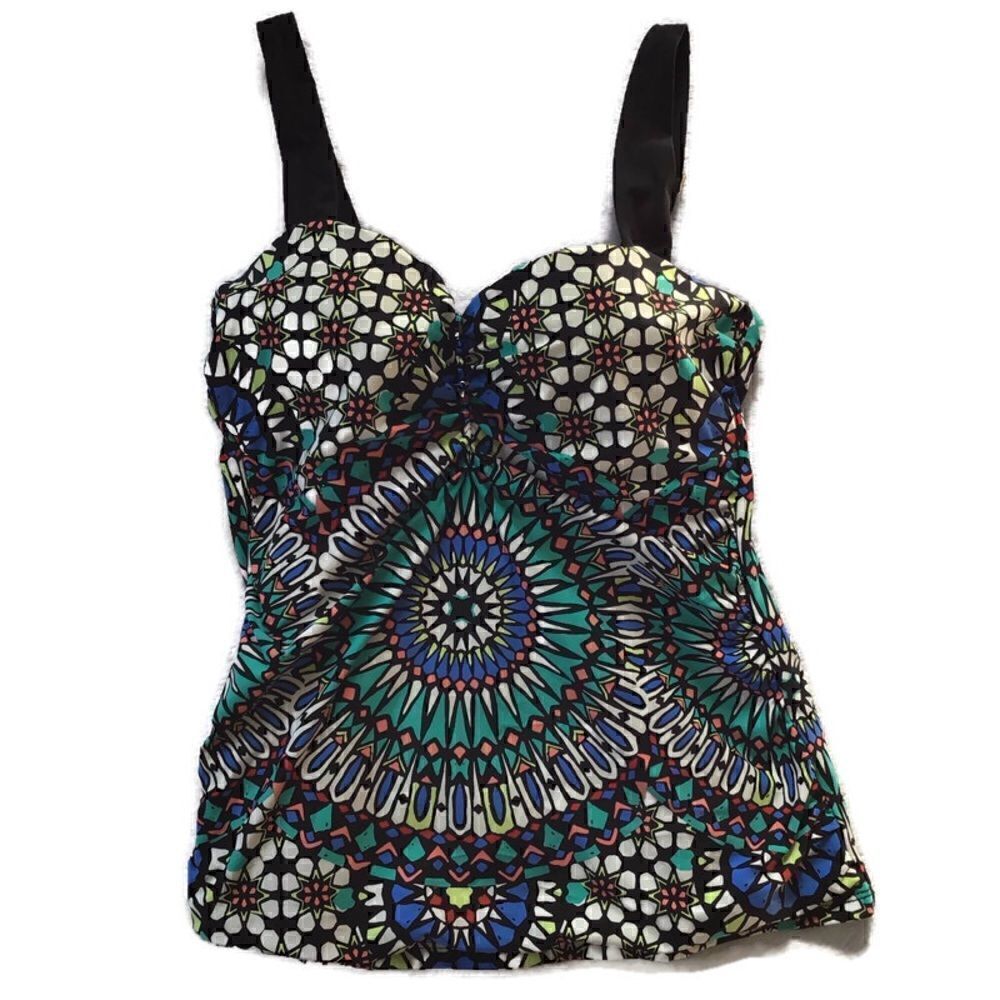 Athena Geometric Print Padded Swimsuit Tank Top